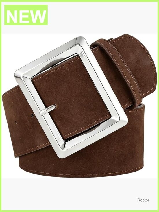 Wide Suede Leather Belt with Square Buckle for Dresses main image 5